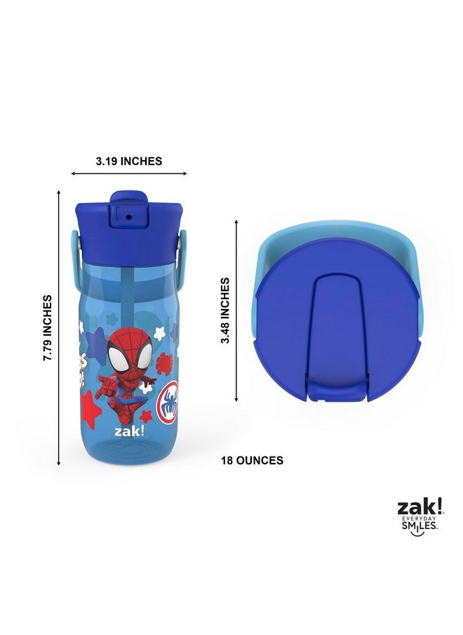 Zak Designs Harmony Marvel Spider-Man Water Bottle for Travel or At Home, 18oz Recycled Plastic is Leak-Proof When Closed with Straw Lid and Carry Handle, 2-Pack (Spidey and His Amazing Friends)