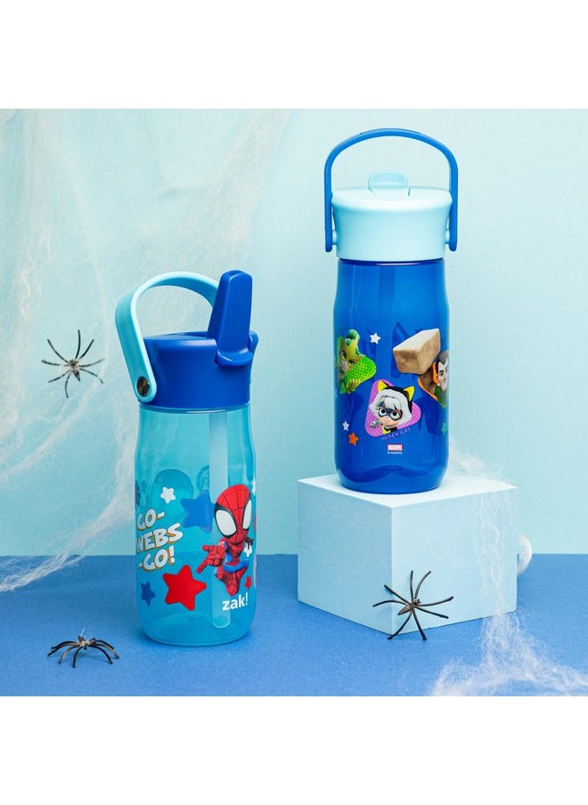 Zak Designs Harmony Marvel Spider-Man Water Bottle for Travel or At Home, 18oz Recycled Plastic is Leak-Proof When Closed with Straw Lid and Carry Handle, 2-Pack (Spidey and His Amazing Friends)