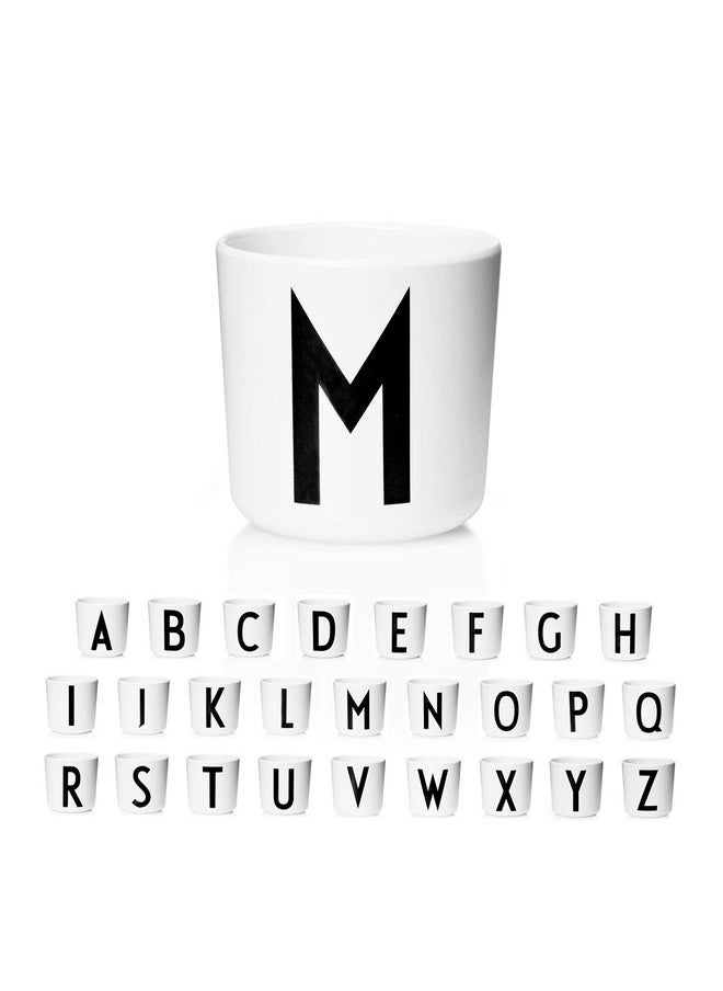 Design Letters Melamine Sippy cups for Baby 7 Oz A-Z | Kids Cups Designed in Denmark Reusable Cup for Baby 6+ Month|Learning Cup BPA/BPS Free | Children Drinking Cup Dishwasher Safe, Toddler Cup White