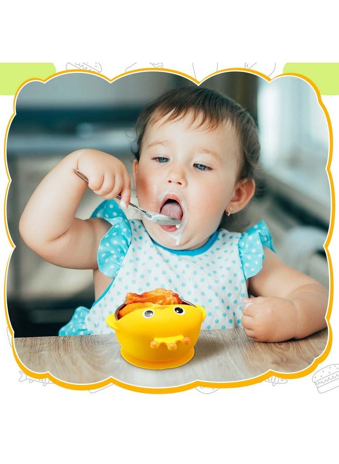 Nuogo 4 Packs 304 Stainless Steel Baby Bowls with Silicone Sleeve Kids Toddler Food Bowls with Suction Anti Slip Bowl with Cute Animal Design Safe Bowls for Baby Feeding Soup Noodle Pasta Snack