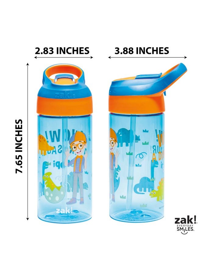 Zak Designs Blippi Kids Water Bottle with Spout Cover and Built-in Carrying Loop, Made of Durable Plastic, Leak-Proof Water Bottle Design for Travel (17.5 oz, Pack of 2)