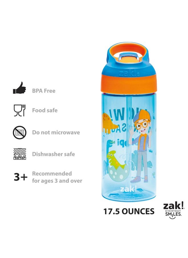 Zak Designs Blippi Kids Water Bottle with Spout Cover and Built-in Carrying Loop, Made of Durable Plastic, Leak-Proof Water Bottle Design for Travel (17.5 oz, Pack of 2)