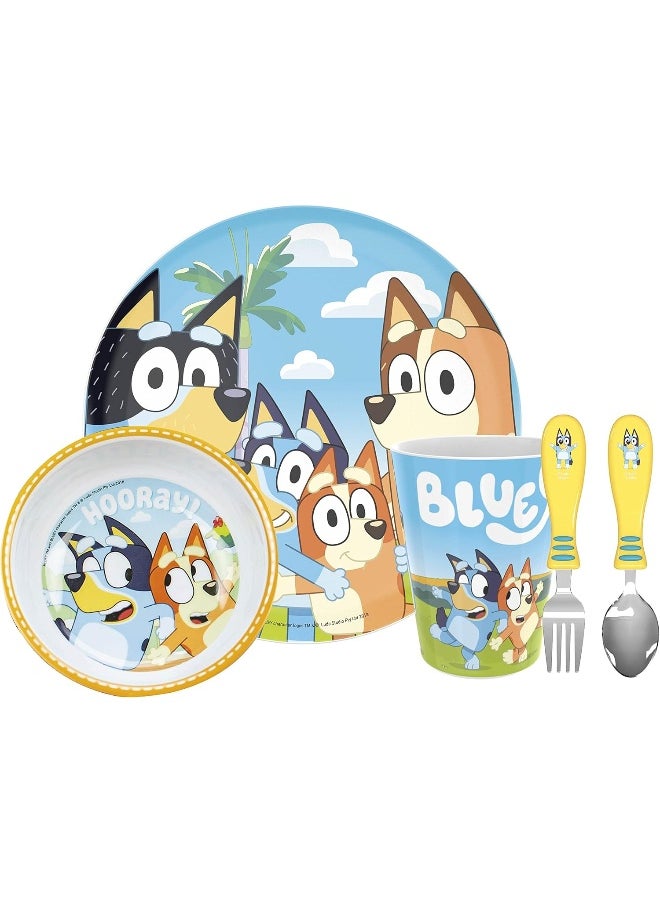 Zak Designs zak! 5-Piece Dinnerware Set, Bluey