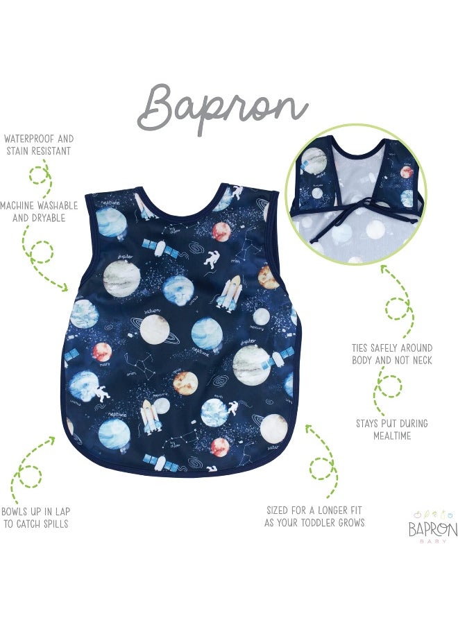 BapronBaby Outer Space Bapron - Soft Waterproof Stain Resistant Bib - Machine Washable - 6m - 5yr - (Sz Baby/Toddler 6m-3T)