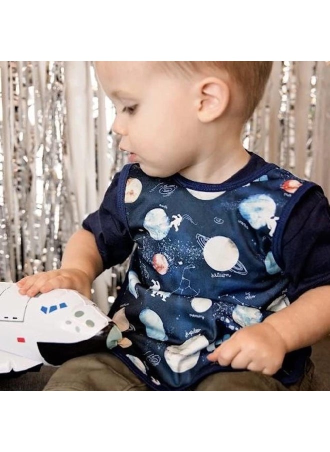 BapronBaby Outer Space Bapron - Soft Waterproof Stain Resistant Bib - Machine Washable - 6m - 5yr - (Sz Baby/Toddler 6m-3T)