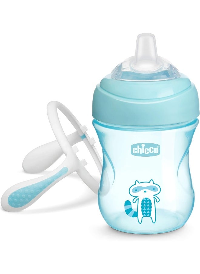Chicco Soft Silicone Spout Spill Free Transition Baby Sippy Cup 210ml Blue 4m+