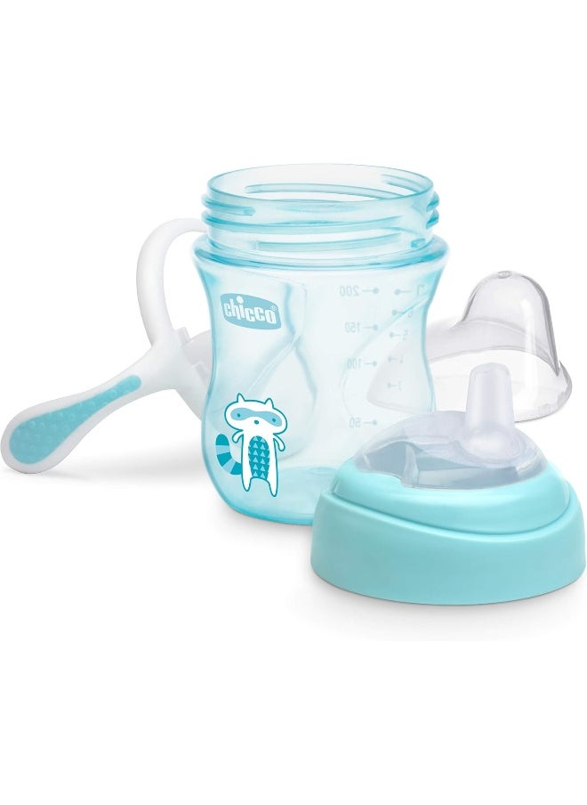Chicco Soft Silicone Spout Spill Free Transition Baby Sippy Cup 210ml Blue 4m+