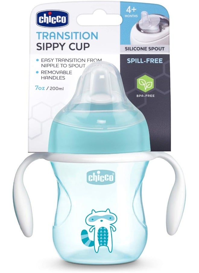 Chicco Soft Silicone Spout Spill Free Transition Baby Sippy Cup 210ml Blue 4m+
