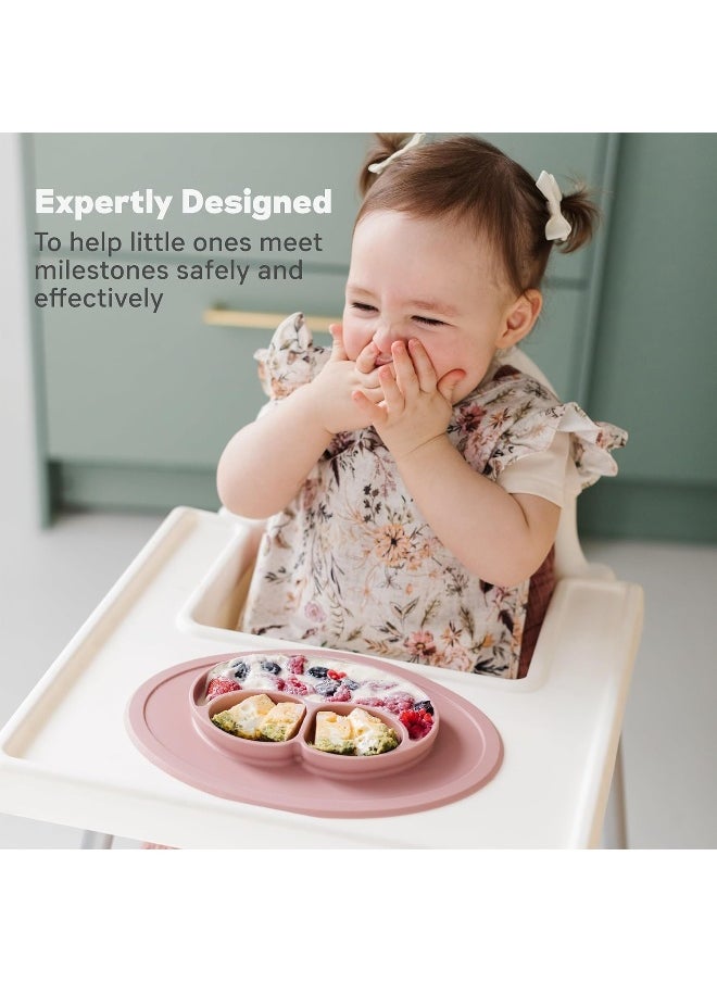 ezpz Mini Mat - One-piece silicone placemat + plate (Blush), One Size