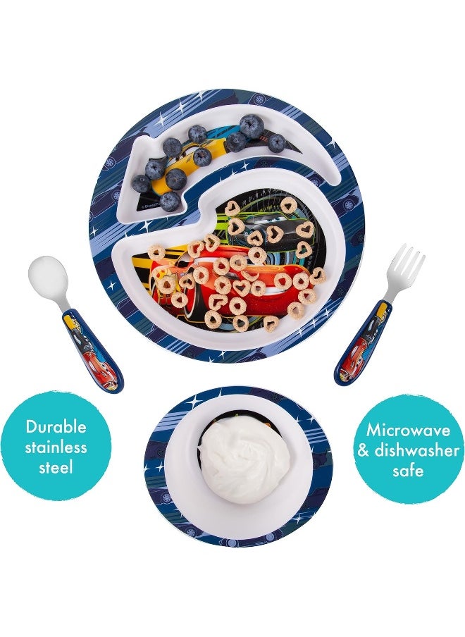 The First Years Disney/Pixar Cars Dinnerware Set - Toddler Plates and Toddler Utensils - 4 Count