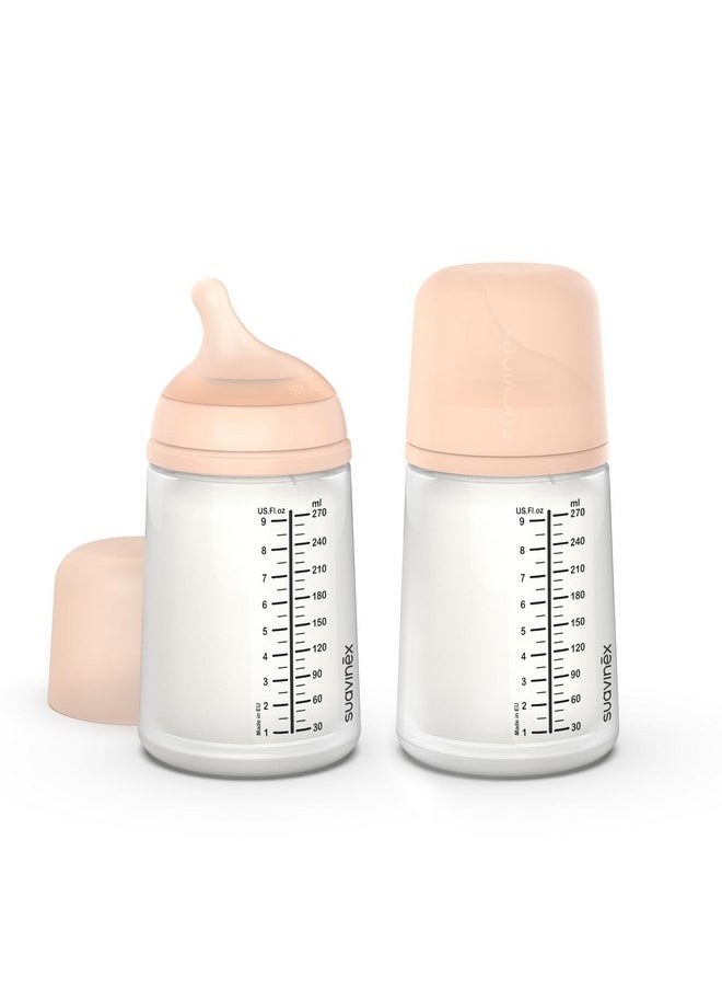 Suavinex Zero Zero Anti Colic Baby Bottle, No 1 Spanish Baby Bottle Brand, Minimizes Bottle Rejection & Nipple Confusion, Perfect for Breastfeeding Babies, Medium Flow, 2 Pk 9 oz, Fair