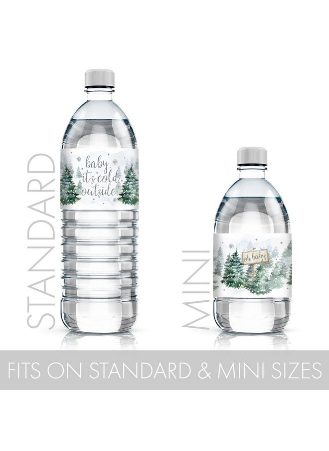 Baby It's Cold Outside Baby Shower Water Bottle Labels, Winter Wonderland Baby Shower Waterproof Stickers for Water Bottles - 24 Count