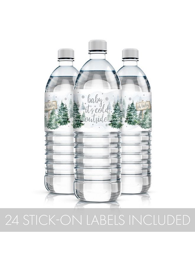 Baby It's Cold Outside Baby Shower Water Bottle Labels, Winter Wonderland Baby Shower Waterproof Stickers for Water Bottles - 24 Count
