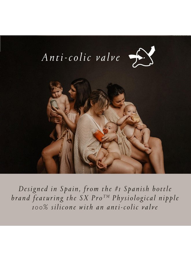 Suavinex Color Essence SX PRO Physiological Soft Flexible Silicone Baby Bottle, Anti Colic Baby Bottles, Supports Breast Feeding Babies, Made in Spain, Medium Flow, 8oz, Jungle Green