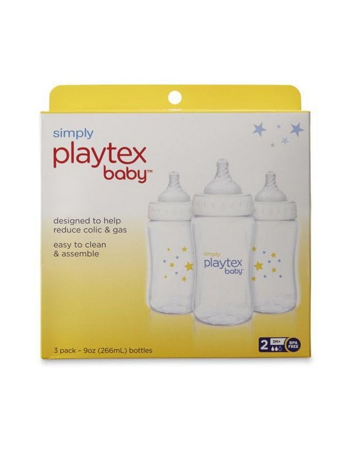 Playtex Baby Simply Playtex Complete Tummy Comfort Baby Bottles, Anti-Colic & Anti-Reflux, 9 Oz, 3 Count