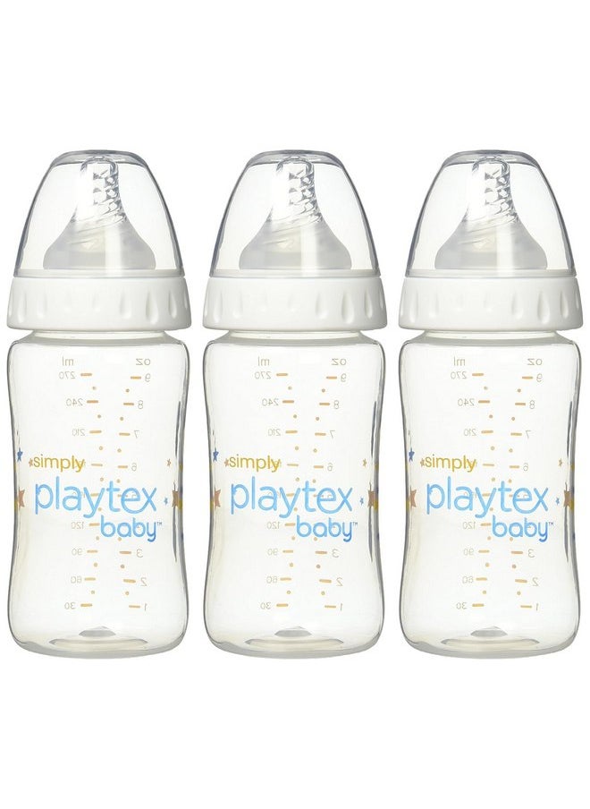 Playtex Baby Simply Playtex Complete Tummy Comfort Baby Bottles, Anti-Colic & Anti-Reflux, 9 Oz, 3 Count