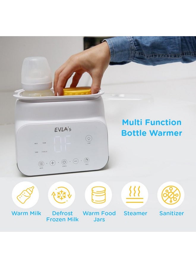 EVLA’S Baby Bottle Warmer, Multi-Function Feeding Bottle Warmer, Fast and Accurate Breastmilk and Formula Milk Warmer with Timer, Defrost, Keep Warm, Baby Food Jar Heating Functions, White