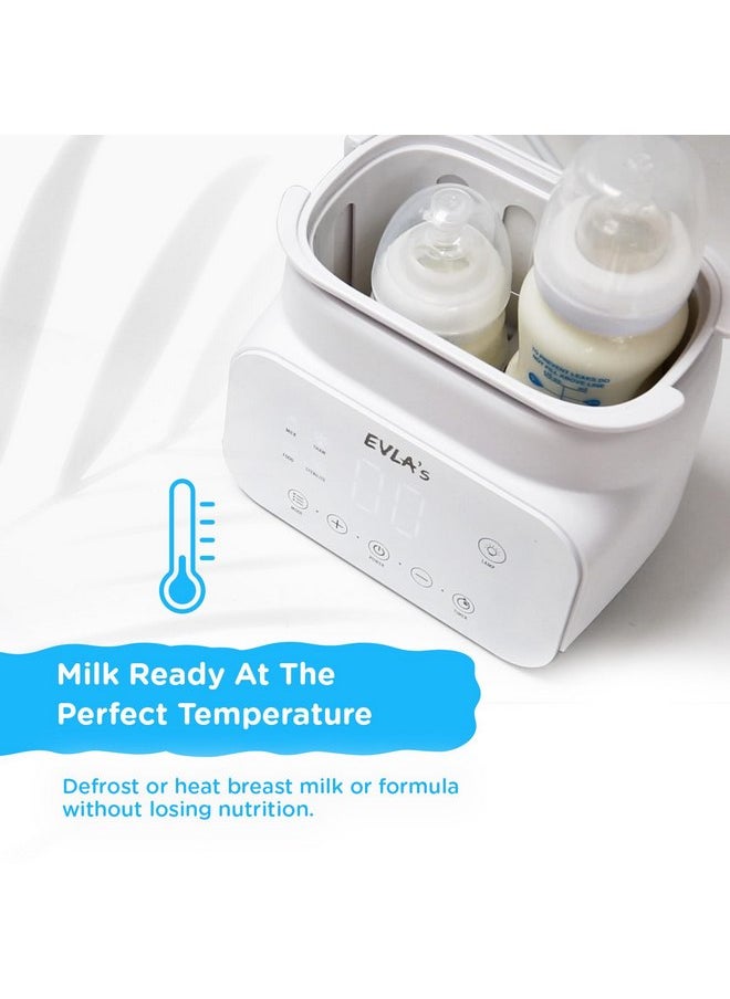 EVLA’S Baby Bottle Warmer, Multi-Function Feeding Bottle Warmer, Fast and Accurate Breastmilk and Formula Milk Warmer with Timer, Defrost, Keep Warm, Baby Food Jar Heating Functions, White