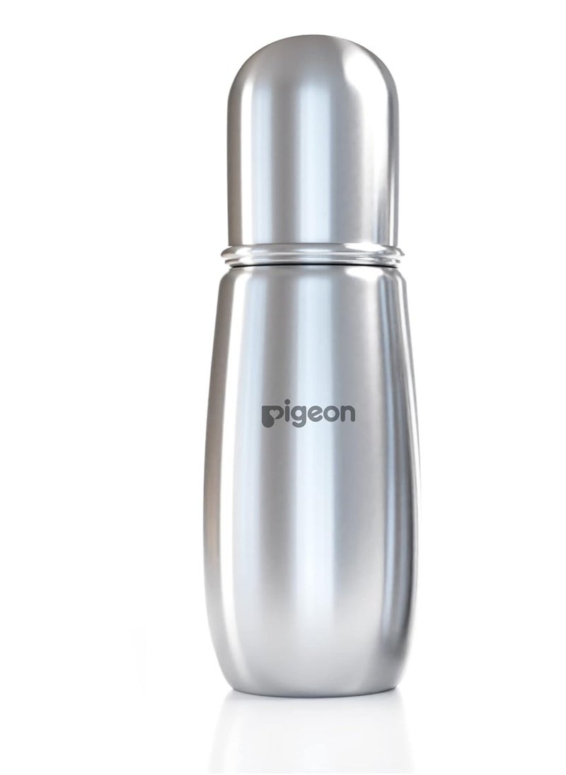 Pigeon Steel Feeding Baby Bottle, BPA Free Anti Colic Slim Neck Steel Feeding Bottle 220ml-Y Size