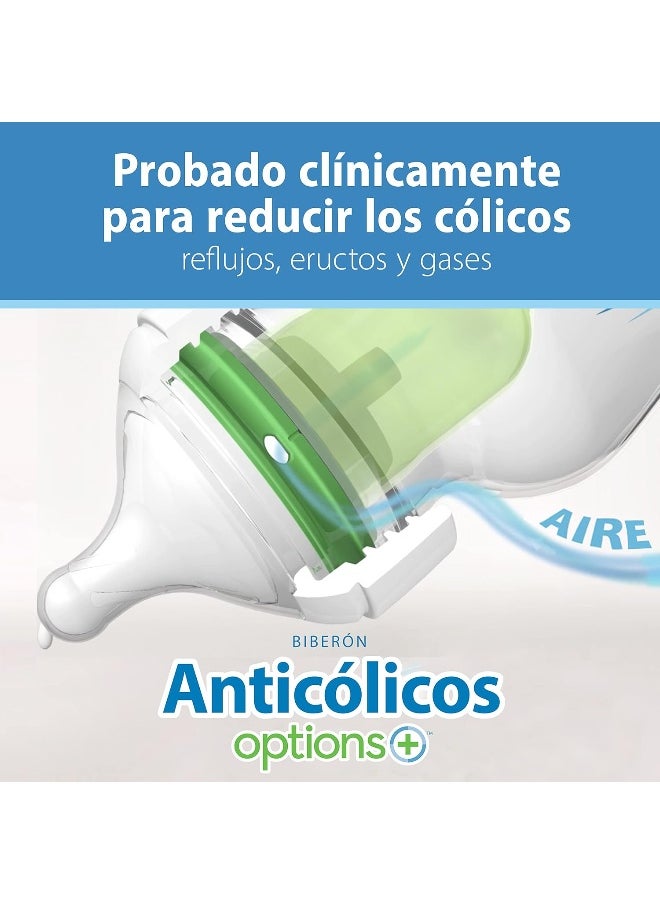 Dr. Brown's Natural Flow® Anti-Colic Options+™ Wide-Neck Glass Baby Bottles 9 oz/270 mL, with Level 1 Slow Flow, 3 Pack, 0m+