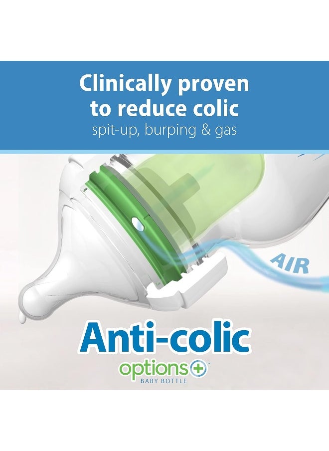 Dr. Brown's Natural Flow® Anti-Colic Options+™ Wide-Neck Glass Baby Bottles 9 oz/270 mL, with Level 1 Slow Flow, 3 Pack, 0m+