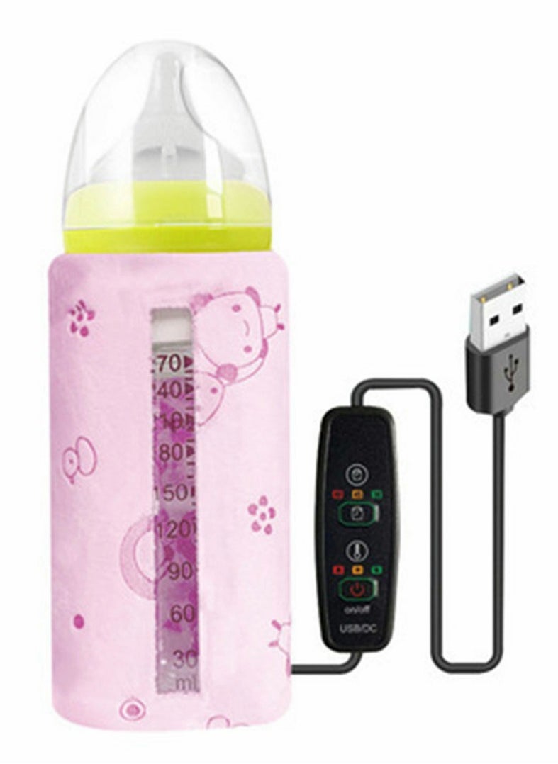 Portable Baby Bottle Warmer USB Milk Heater for Travel Compact Design Indoor Outdoor Use Pink