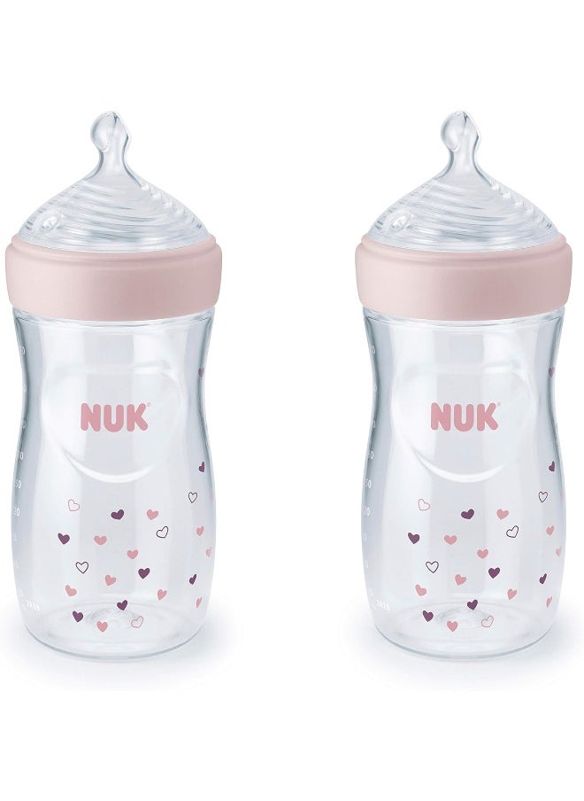 NUK Simply Natural Baby Bottles Assorted Colors, 9 oz, 2-Pack