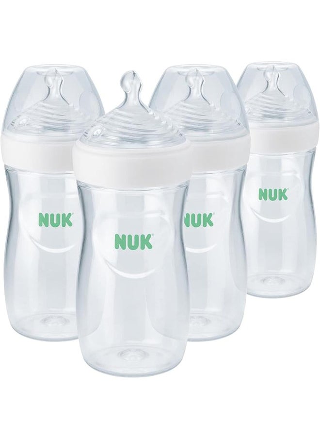 NUK Simply Natural Bottle with SafeTemp, Neutral, 9 Oz, 4 Count