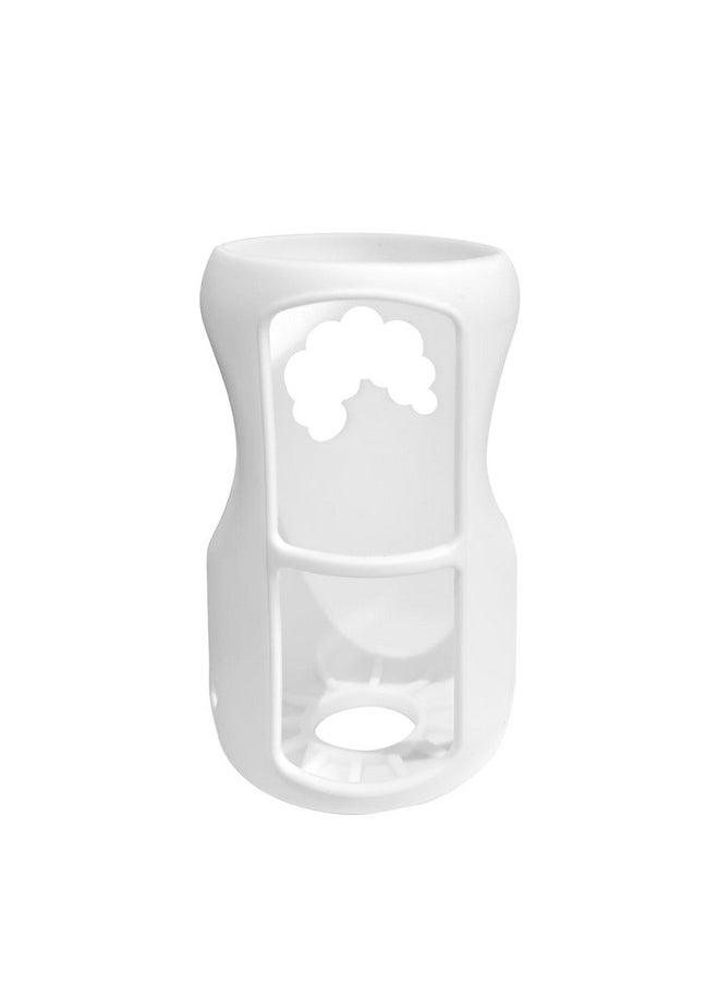 Beaby Glass Bottle Silicon Sleeves Compatible With Dr. Brown'S Natural Flow Options+ Wide Neck Glass Baby Bottles (9 Oz, White, 2 Pack)