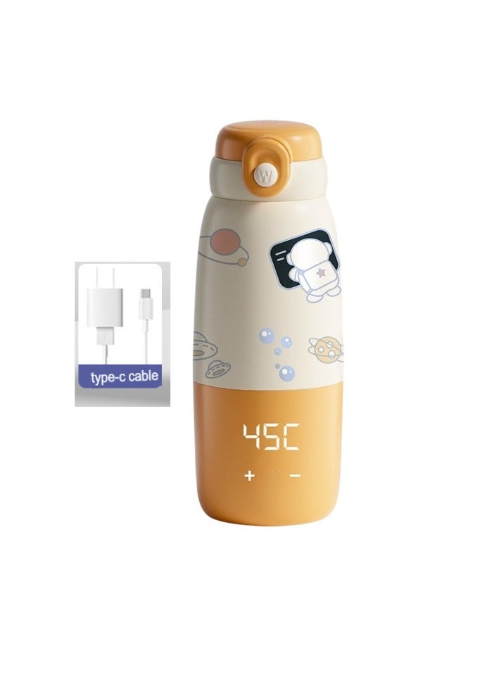 Baby Thermostatic Kettle, Wireless Portable Thermostatic Water Cup, Lightweight Insulated Milk Adjuster Milk Maker, (1pc, Sticker Design Orange Constant Temperature Model Built In Lithium Battery)