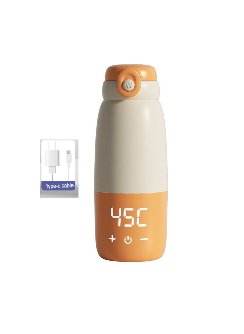 Baby Thermostatic Kettle, Wireless Portable Thermostatic Water Cup, Insulated Milk Adjuster Milk Maker, Lightweight Milk Warmer, (1pc, Orange Constant Temperature Model Built In Lithium Battery)