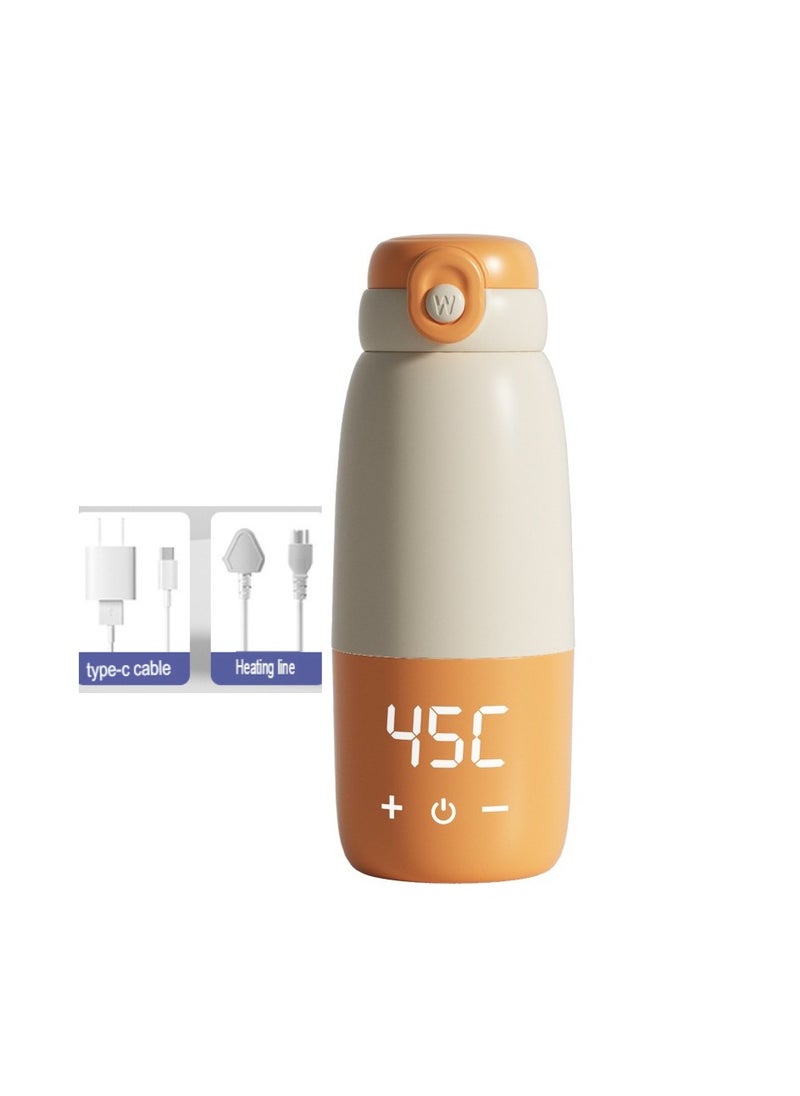 Baby Thermostatic Kettle, Wireless Portable Thermostatic Water Cup, Lightweight Insulated Milk Adjuster Milk Maker, (1pc, Orange Water Boiling Model Built In Lithium Battery)