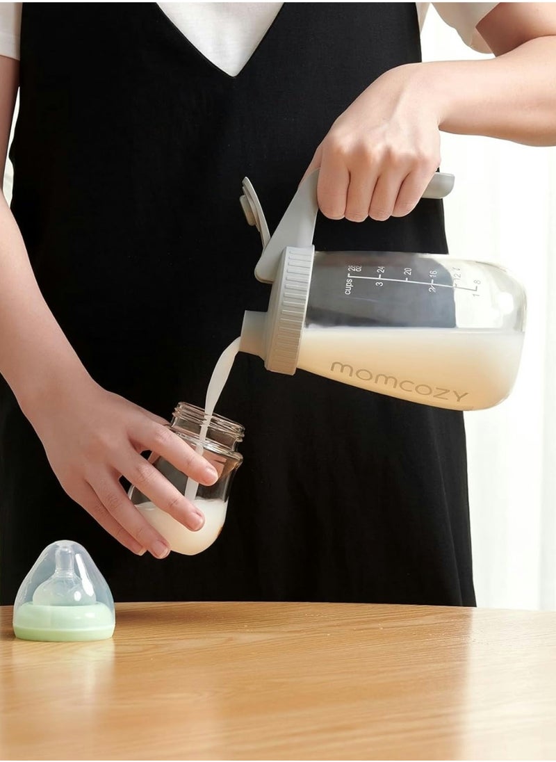 Breast Milk Pitcher, Resistant to Heat and Cold Abrupt Temp Swings, No Leak Breast Milk Fridge Storage Container With Wide Mouth, Fast Baby Formula Maker, Breastfeeding Essentials