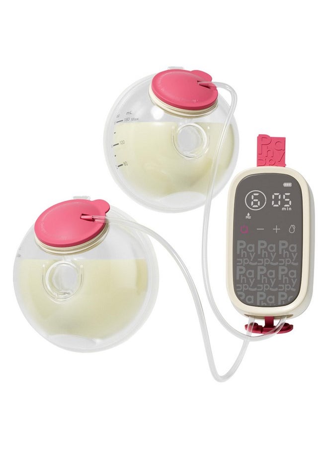 Phanpy E-Rosy Ultra-Light Wearable Hands Free Breast Pump, 3 Modes 8 Levels, High Performance Touch Screen with Lock Screen 40db Low Noise, 24 mm Flange and 20mm Insert Included