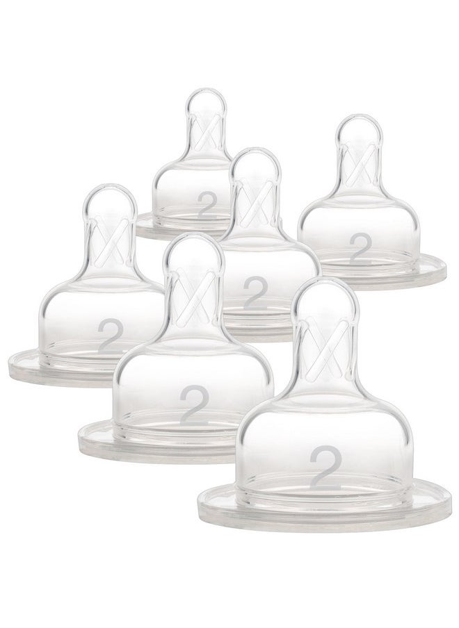 Dr. Brown's Original Wide-Neck Nipple, Level 2 (3m+), 6-Pack