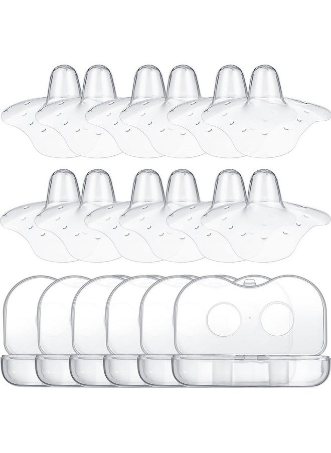 12 Pieces Nipple Shields Shield for Breast Feeding Breastfeeding Nipple Protector 20 mm Nipple Protectors with Clear Carrying Case Silicone Nipple Extender for Breastfeeding, Flat or Inverted Nipples