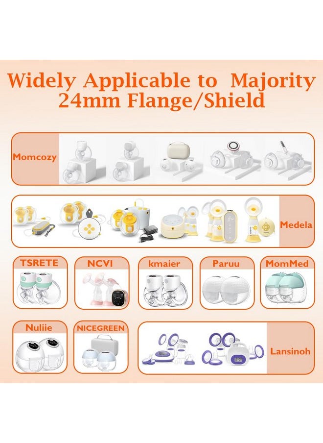 Flange Inserts 13/15/17/19/21mm*2 10PCS,24mm Breast Pump Shields/Flanges Compatible with Momcozy S9/S9pro/S10/S12/S12pro/Spectra/Medela/TSRETE,Reduce 24mm Tunnel Down to Correct Size