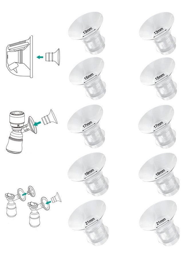 Flange Inserts 13/15/17/19/21mm*2 10PCS,24mm Breast Pump Shields/Flanges Compatible with Momcozy S9/S9pro/S10/S12/S12pro/Spectra/Medela/TSRETE,Reduce 24mm Tunnel Down to Correct Size