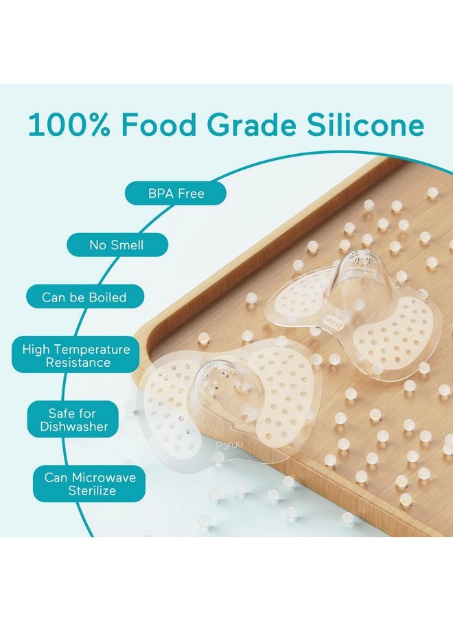 Paruu Contact Nipple Shields, Butterfly Breastfeeding Nipple Shields for Protecting Sore, Flat or Inverted Nipples, 100% Food-Grade Silicone, Made Without BPA/BPS, Include Carry Case (17mm)
