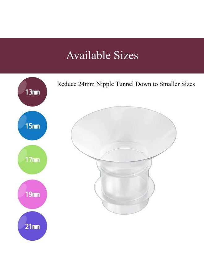 10PCS Flange Inserts 13/15/17/19/21mm,Compatible with Momcozy S12 Pro/M5/S9 Pro Hands-Free Breast Pump,Use for Medela/Spectra/Elvie/Willow/TSRETE/kmaier 24mm Shields/Flanges,Reduce 24mm to Other Size