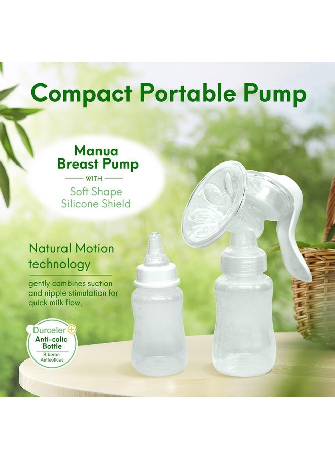 Durceler Manual Breast Pump, Silicone Hand Pump for Breastfeeding, Small Portable Manual Breast Milk Catcher, Baby Feeding Pumps & Accessories, White, Mothers Day Gifts, Travel Portable Breast Pump