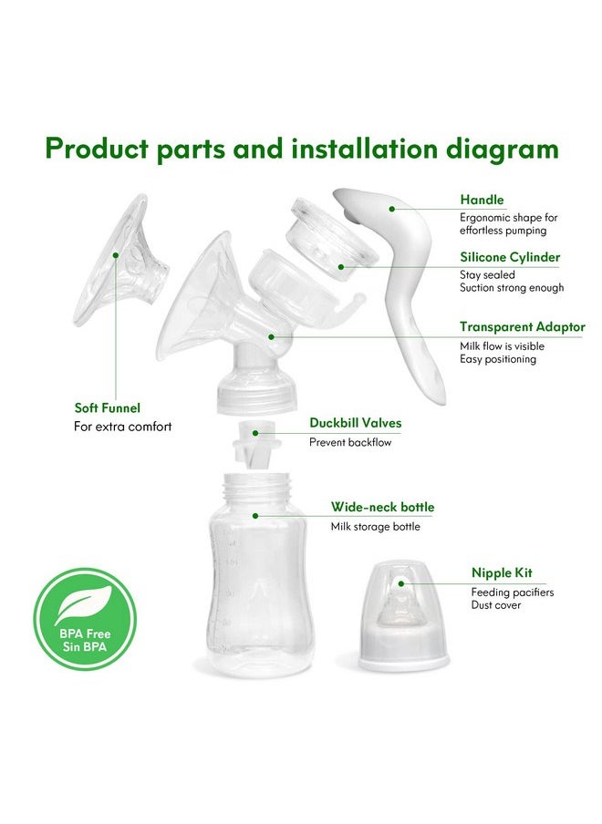 Durceler Manual Breast Pump, Silicone Hand Pump for Breastfeeding, Small Portable Manual Breast Milk Catcher, Baby Feeding Pumps & Accessories, White, Mothers Day Gifts, Travel Portable Breast Pump