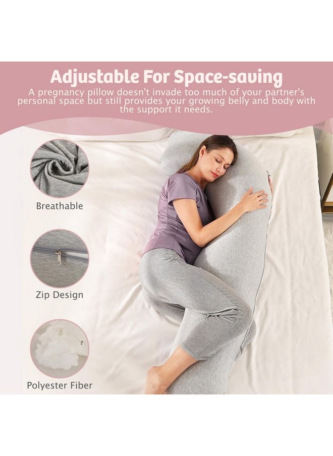Zomee Comfort Pregnancy Pillow - J Shaped Maternity Pillow for Side Sleeping & Nursing Cozy Support for Neck,Head, Back and Belly, Includes Soft Cover