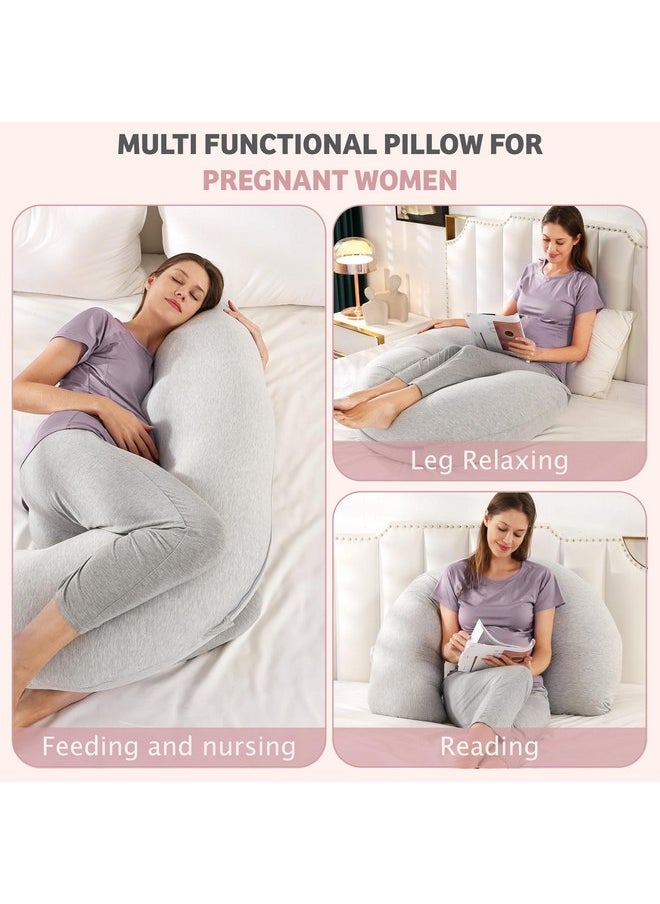 Zomee Comfort Pregnancy Pillow - J Shaped Maternity Pillow for Side Sleeping & Nursing Cozy Support for Neck,Head, Back and Belly, Includes Soft Cover