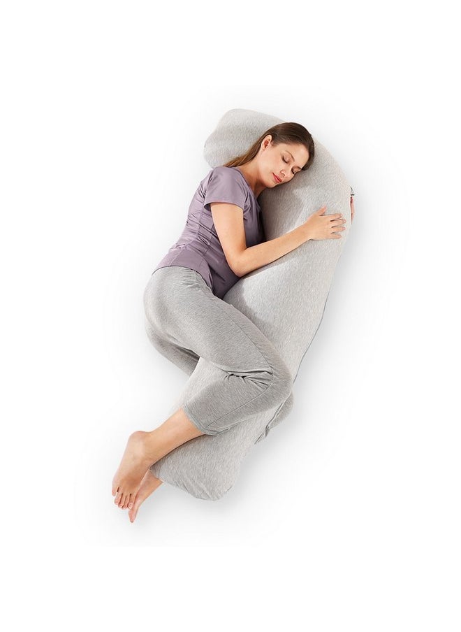 Zomee Comfort Pregnancy Pillow - J Shaped Maternity Pillow for Side Sleeping & Nursing Cozy Support for Neck,Head, Back and Belly, Includes Soft Cover