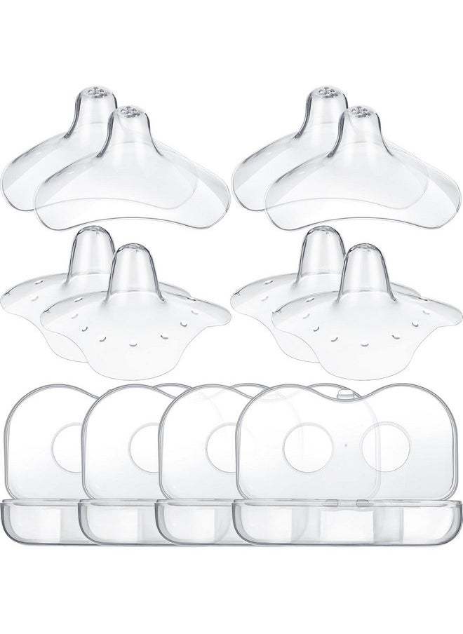 8 Pieces Nipple Cover for Nursing Newborn, Contact Nipple Protector 24 mm 15 mm Nipple Everters with Clear Carrying Case Silicone Nipple Extender for Breastfeeding, Flat or Inverted Nipples