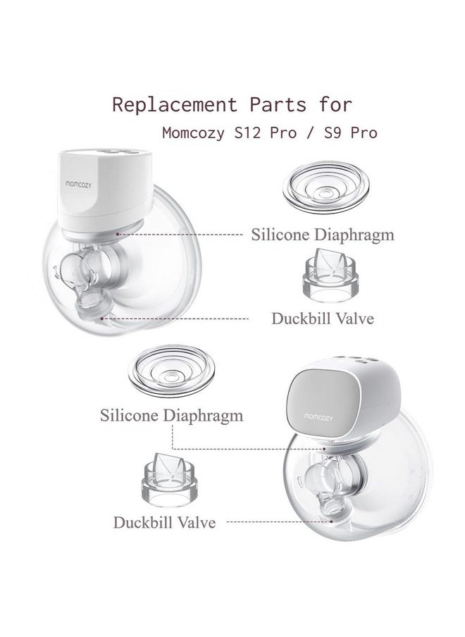 S9 Pro / S12 Pro Replacement Pump Parts - 6pcs Duckbill Valve and 4pcs Silicone Diaphragm - Compatible with Momcozy S12 Pro/S9 Pro,TSRETE,kmaier Breast Pump,Replacement Parts Accessories - BPA Free