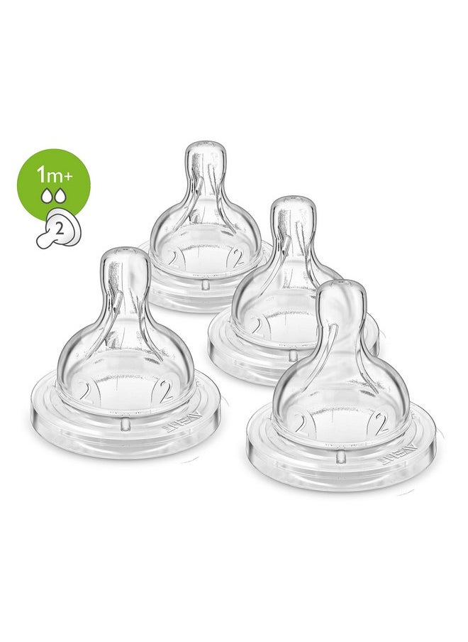 Philips Avent Anti-Colic Baby Bottle Slow Flow Nipple, 4pk, Flow 2, SCF422/47