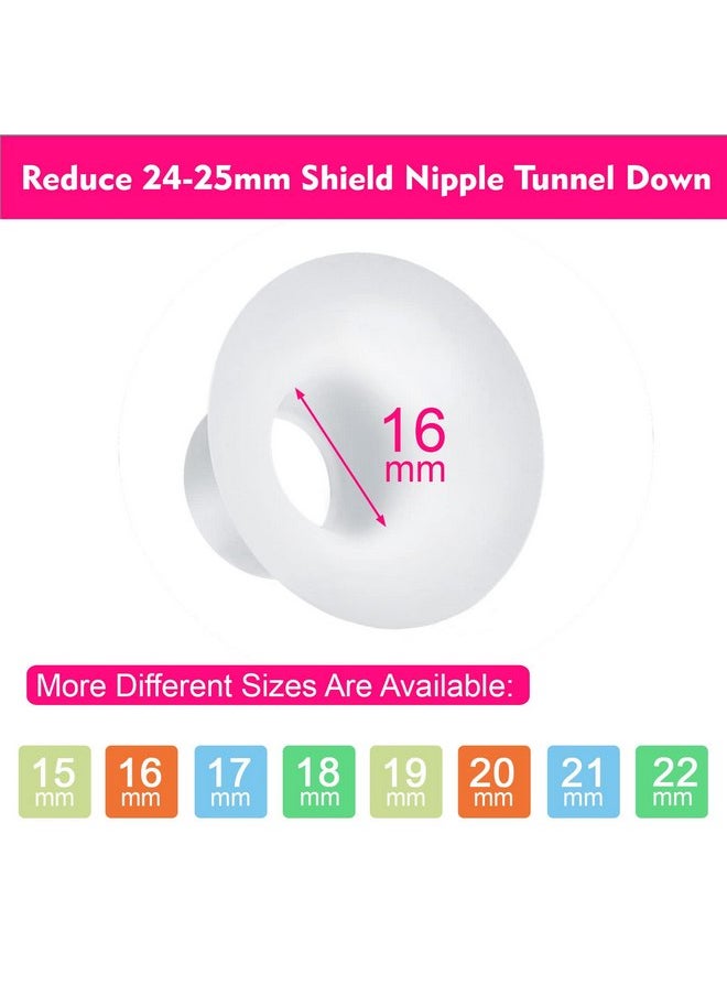 Durceler 16mm Silicone Flange Inserts Compatible with Medela/for Spectra S1 S2 / Elvie / S18 S21 / Momcozy S9 S12/ TSRETE 24mm Breast Pump Shields or Freemie 25mm; Reduce Nipple Tunnel Down to 16mm