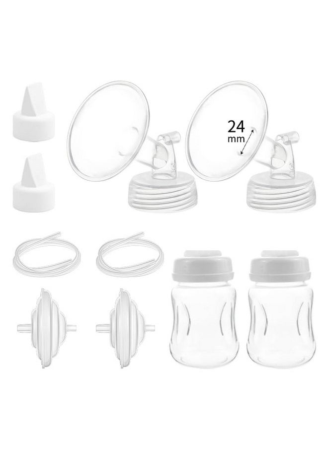 Momstouch Pump Parts Compatible with Spectra S1/S2/9 Plus, Not Original Accessories, Full Set Replacements Include 24mm Flange, Duckbill Valve, Backflow Protector, Tubing and Bottle